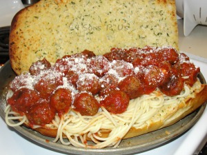 Spaghetti & Meatball Sub Sandwich